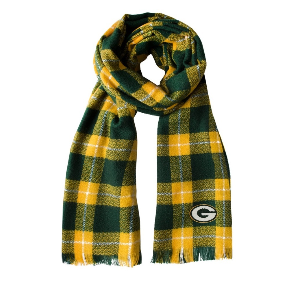 Green Bay Packers Plaid Blanket Scarf NEW